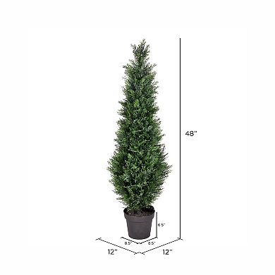 Vickerman 5' Artificial Potted Green Cedar Tree