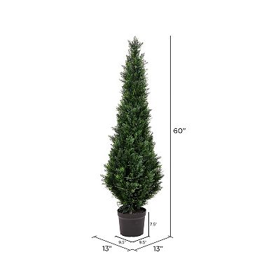 Vickerman 5' Artificial Potted Green Cedar Tree