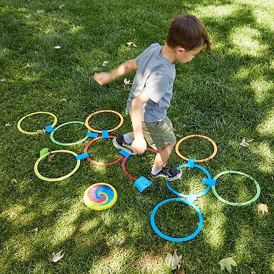 Hopscotch Game for Kids, 10 Rings, 4 Bean Bags, 15 Connectors (29 Pieces)