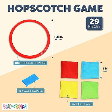 Hopscotch Game for Kids, 10 Rings, 4 Bean Bags, 15 Connectors (29 Pieces)