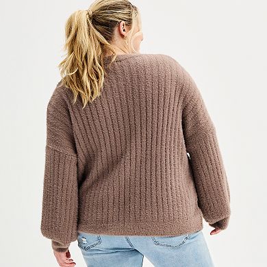 Juniors' Plus Size SO® Ribbed Crewneck Sweater