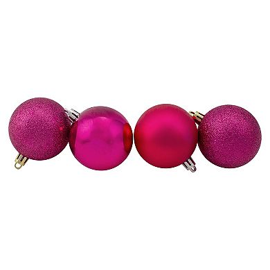 24ct Magenta Pink Shatterproof 4-Finish Christmas Ball Ornaments 2.5" (60mm)