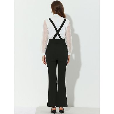 Women's High Waist Wide Leg Jumpsuit Overalls Suspender Pants