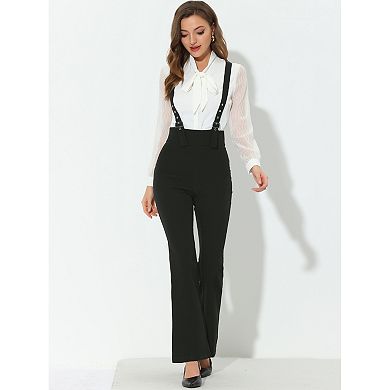 Women's High Waist Wide Leg Jumpsuit Overalls Suspender Pants