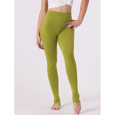 Women's Solid Soft Elastic Waistband Gym Yoga Stirrup Pants