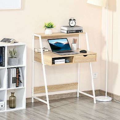 Computer Desk For Small Spaces School Student Desk W/ Drawer And Storage Shelves