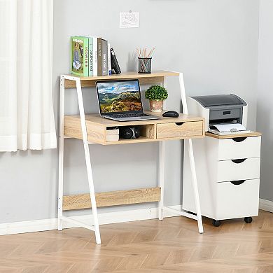 Computer Desk For Small Spaces School Student Desk W/ Drawer And Storage Shelves