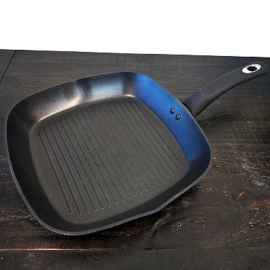 Oster Cocina Cuisine Allston 11 in. Square Aluminum Grill Pan with Bakelite Handle in Black