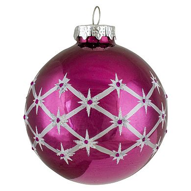 Set of 4 Pink Glass Ball Christmas Ornaments 3.25-Inch (80mm)