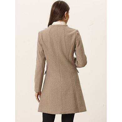 Women's Elegant Winter V Neck Long Sleeve Single Breasted Long Overcoat