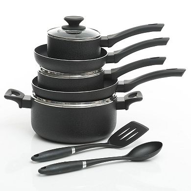 Oster Cocina Ashford 10 Piece Aluminum Nonstick Cookware Set in Black