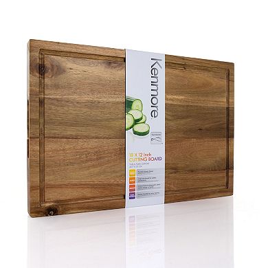Kenmore Archer 21 Inch Acacia Wood Cutting Board with Groove Handles
