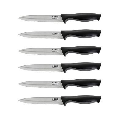 Gibson Soho Lounge 16 Piece Stainless Steel Cutlery Knife Set in Black With Acrylic Stand