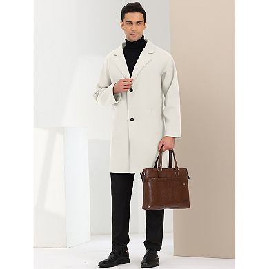 Men's Trench Coat Notched Lapel Mid-length Casual Solid Overcoat