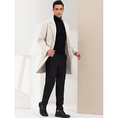 Men's Trench Coat Notched Lapel Mid-length Casual Solid Overcoat