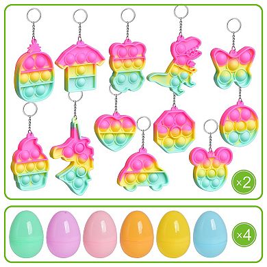 Prefilled Easter Eggs with Popper Fidget Toys 24 Pcs