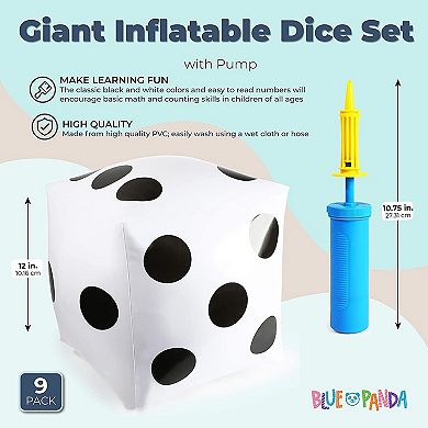 Giant Inflatable Dice With Pump, Jumbo Dice Set In 3 Colors (12 Inches, 9 Pieces)