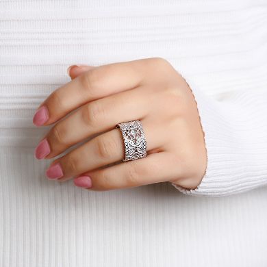 Jewelexcess Sterling Silver 1/3 Carat T.W. Diamond Filigree Flower Ring