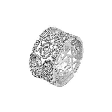 Jewelexcess Sterling Silver 1/3 Carat T.W. Diamond Filigree Flower Ring