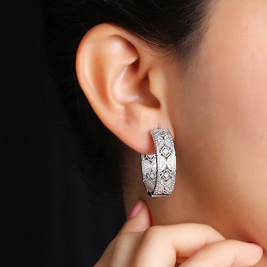 Jewelexcess Sterling Silver 1/2 Carat T.W. Diamond Filigree Flower Earrings