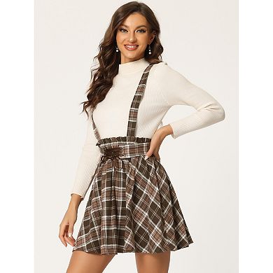 Women's Tartan Plaid High Waisted A-line Flare Gothic Mini Pleated Skirt