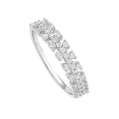 PRIMROSE Sterling Silver Cubic Zirconia Cluster Band Ring 