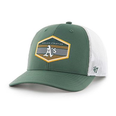Men's '47 Green/White Oakland Athletics Burgess Trucker Snapback Hat