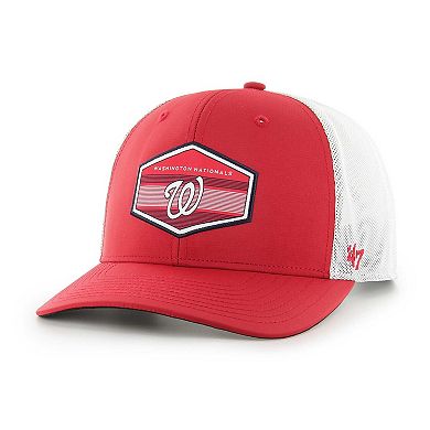 Men's '47 Red/White Washington Nationals Burgess Trucker Snapback Hat