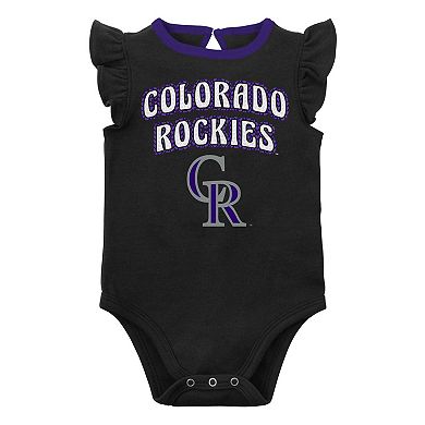 Newborn & Infant Black/Heather Gray Colorado Rockies Little Fan Two-Pack Bodysuit Set