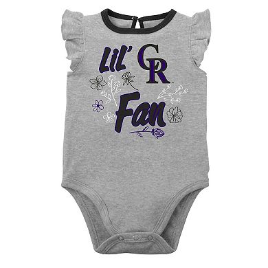 Newborn & Infant Black/Heather Gray Colorado Rockies Little Fan Two-Pack Bodysuit Set