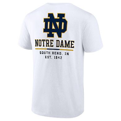 Men's Fanatics Branded White Notre Dame Fighting Irish Game Day 2-Hit T-Shirt