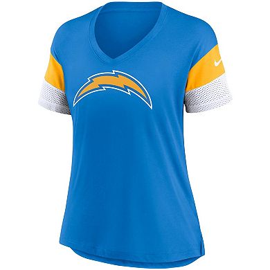 Women's Nike Powder Blue Los Angeles Chargers Team Logo Fashion Performance Tri-Blend V-Neck T-Shirt