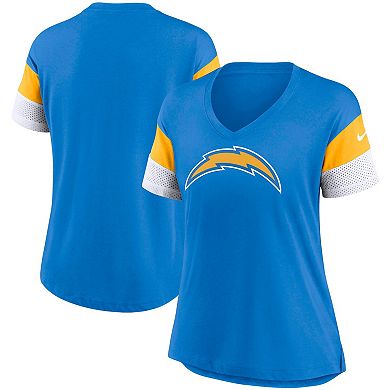 Women's Nike Powder Blue Los Angeles Chargers Team Logo Fashion Performance Tri-Blend V-Neck T-Shirt