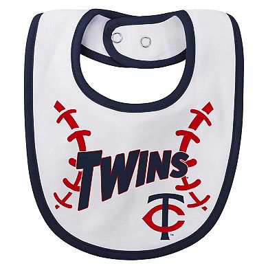 Newborn & Infant White Minnesota Twins Three-Piece Play Ball Raglan Bodysuit Booties & Bib Set