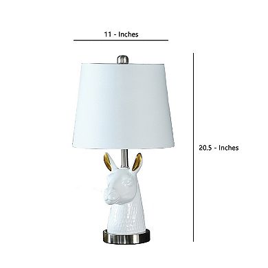 Metal Table Lamp with Llama Animal Head, White