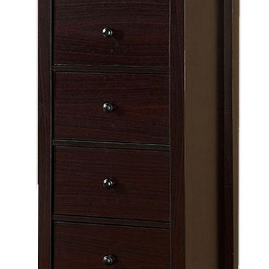 Contemporary Style 5 Drawer Wooden Chest with Straight Legs, Brown