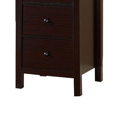 Contemporary Style 5 Drawer Wooden Chest with Straight Legs, Brown