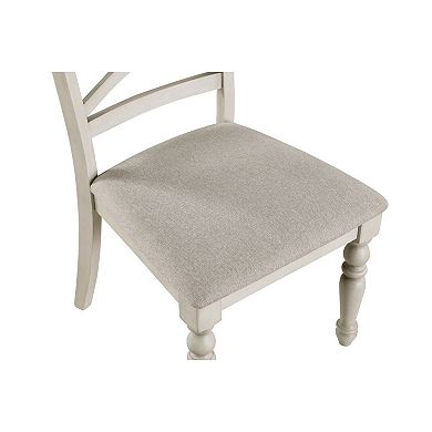 Katherine 38 Inch Side Chair with Fabric Seat, Set of 2, White