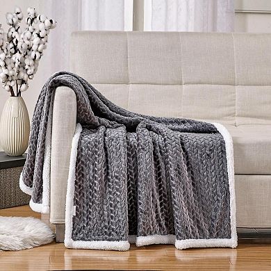 Soft Braided and Comfortable Plush All Season Sherpa 50" X 60" Throw Blanket