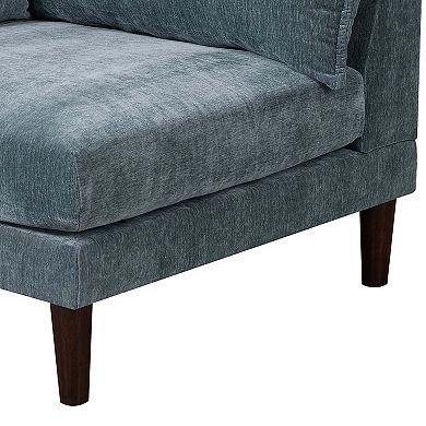 Rio 33 Inch Modular Single Arm Corner Chair, 2 Lumbar Cushions, Slate Blue