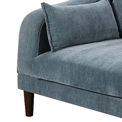 Rio 33 Inch Modular Single Arm Corner Chair, 2 Lumbar Cushions, Slate Blue