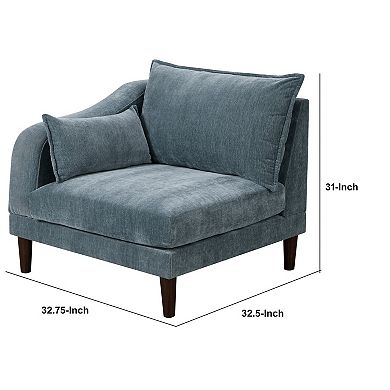 Rio 33 Inch Modular Single Arm Corner Chair, 2 Lumbar Cushions, Slate Blue