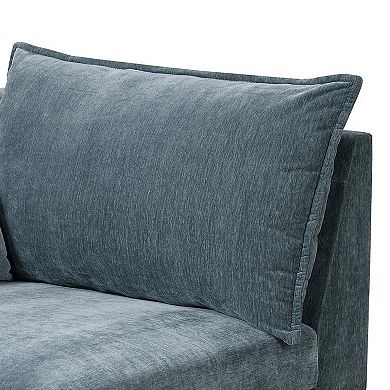 Rio 33 Inch Modular Single Arm Corner Chair, 2 Lumbar Cushions, Slate Blue