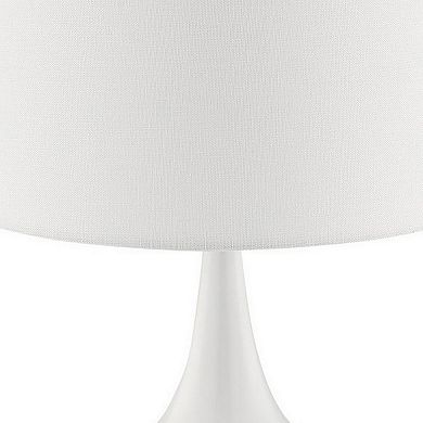 Pot Bellied Shape Metal Table Lamp with 3 Way Switch, White