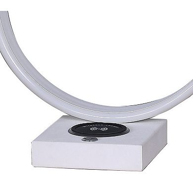 Metal C Shaped Table Lamp with USB Plugin, White