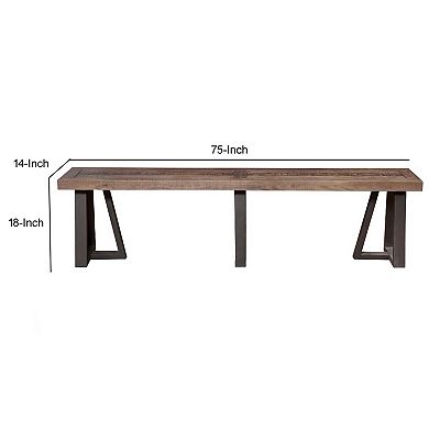 Wood And Metal Dining Bench Brown