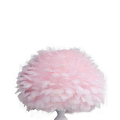 Lily 24 Inch Metal Glam Feather Table Lamp, Candlestick, 40W, Pink, White