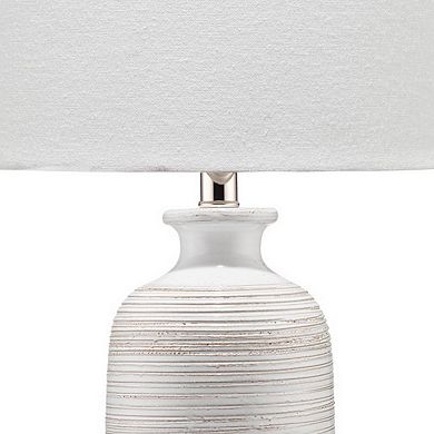 Table Lamp with Brushed Ceramic Body and Fabric Shade, Cream