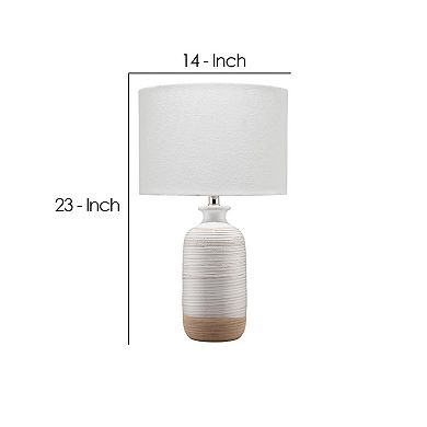 Table Lamp with Brushed Ceramic Body and Fabric Shade, Cream
