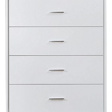 Contemporary Style Wooden Chest with Five Drawers, White